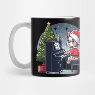 French Bulldog Playing Piano Christmas Mug